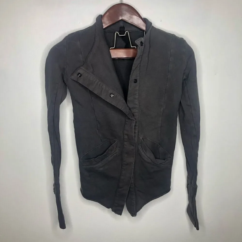 Intermix Improvd Distressed Cardigan Jacket Charcoal Gray Sweater Xs Xsmall